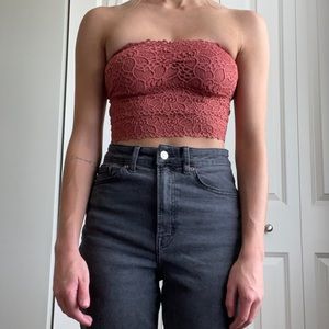 Rust colored strapless bralette